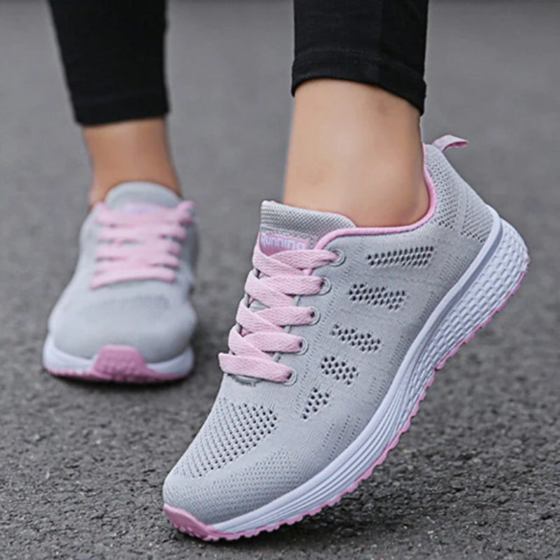 Women Casual Shoes Fashion Breathable Walking Mesh Flat Shoes Sneakers Women Gym Vulcanized Shoes White Female Footwear