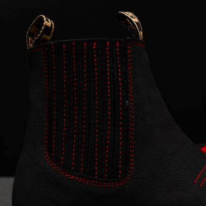 Black Leather Botin with Lightweight Soles - Square Toe